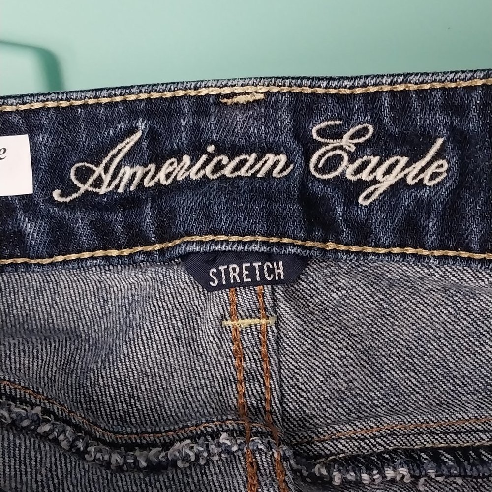 2854 Size 8 American Eagle Upcycled Bell Bottoms Teal Green Corduroy - Picture 5 of 6